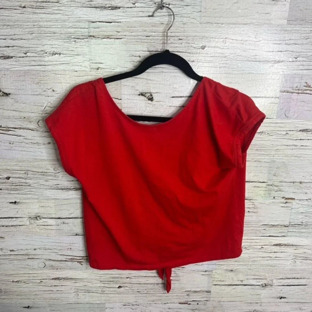 Wilfred Red Short Sleeve Backless Tie-Front Tee